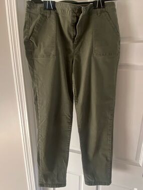 1822 Size 16 Denim Olive Green High-Rise Pants